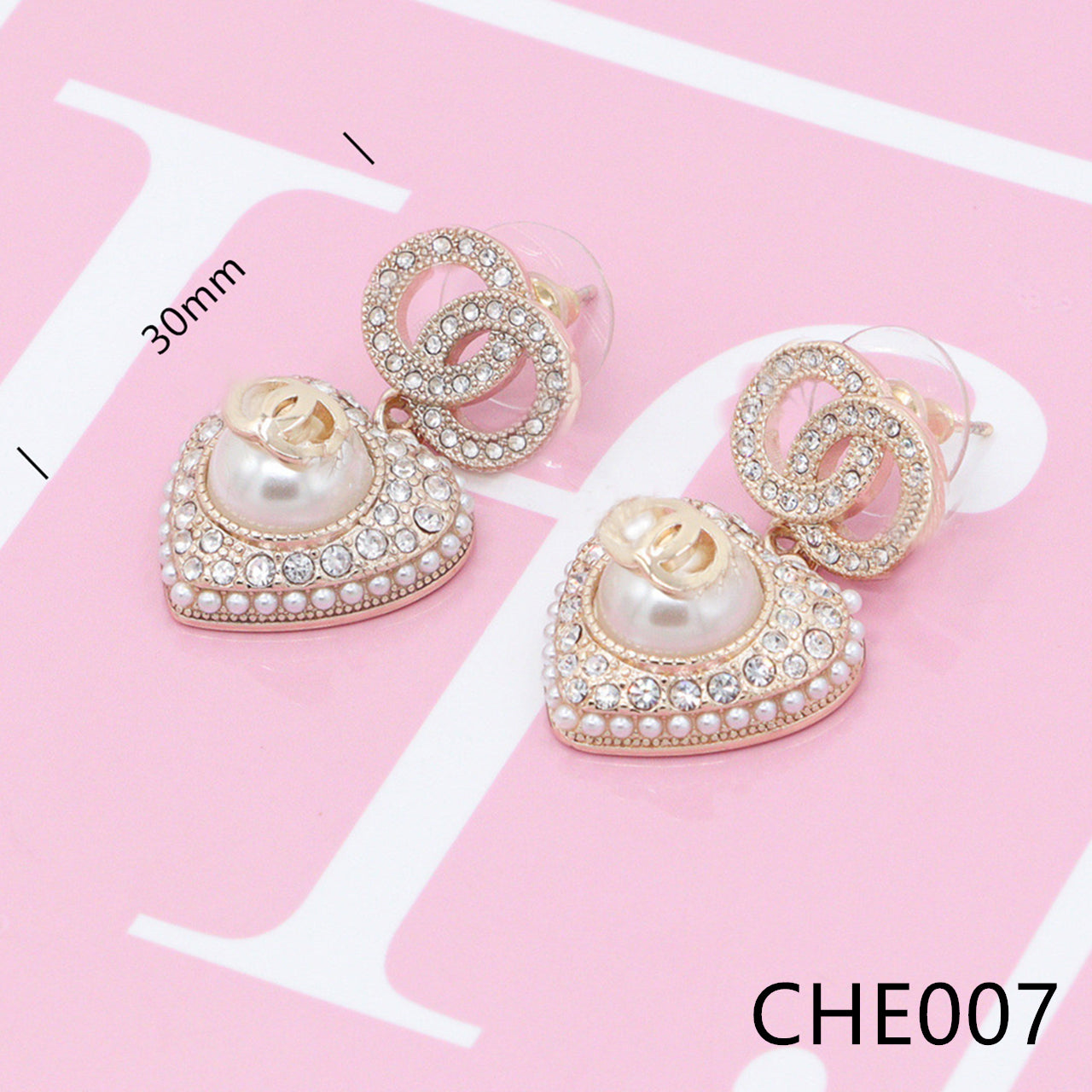 Nanajewelry CC heart pearl earings CHE007 - Nanajewelry