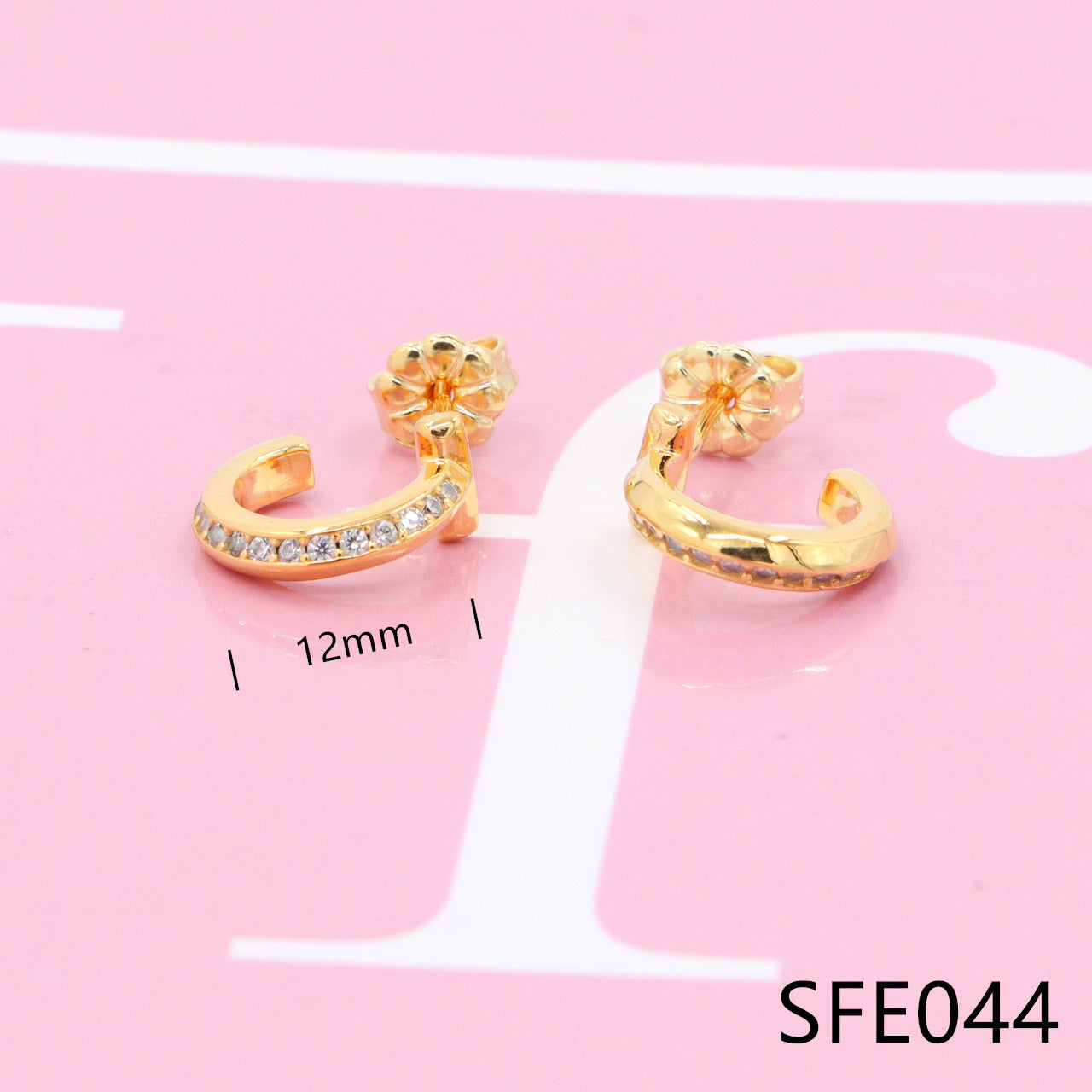 Hoop diamond pure sliver earrings SFE043-48 - Nanajewelry