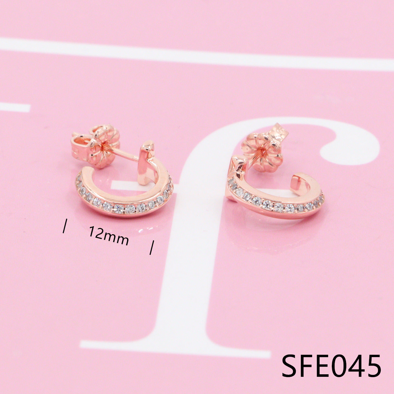 Hoop diamond pure sliver earrings SFE043-48 - Nanajewelry