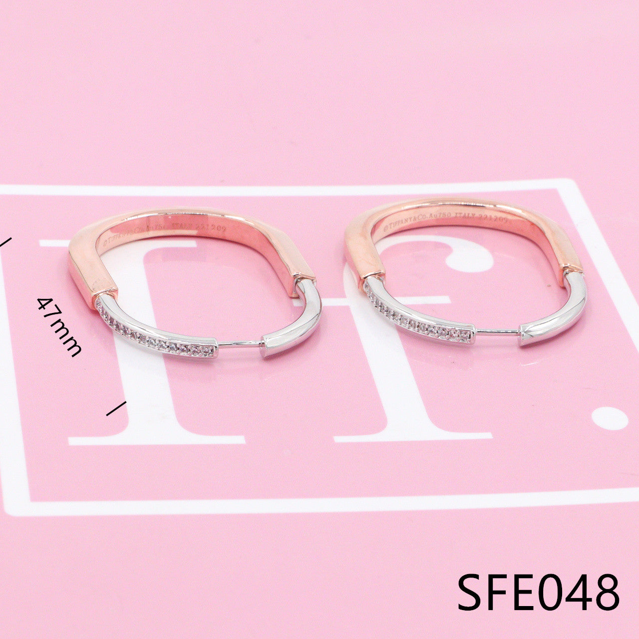 Hoop diamond pure sliver earrings SFE043-48 - Nanajewelry