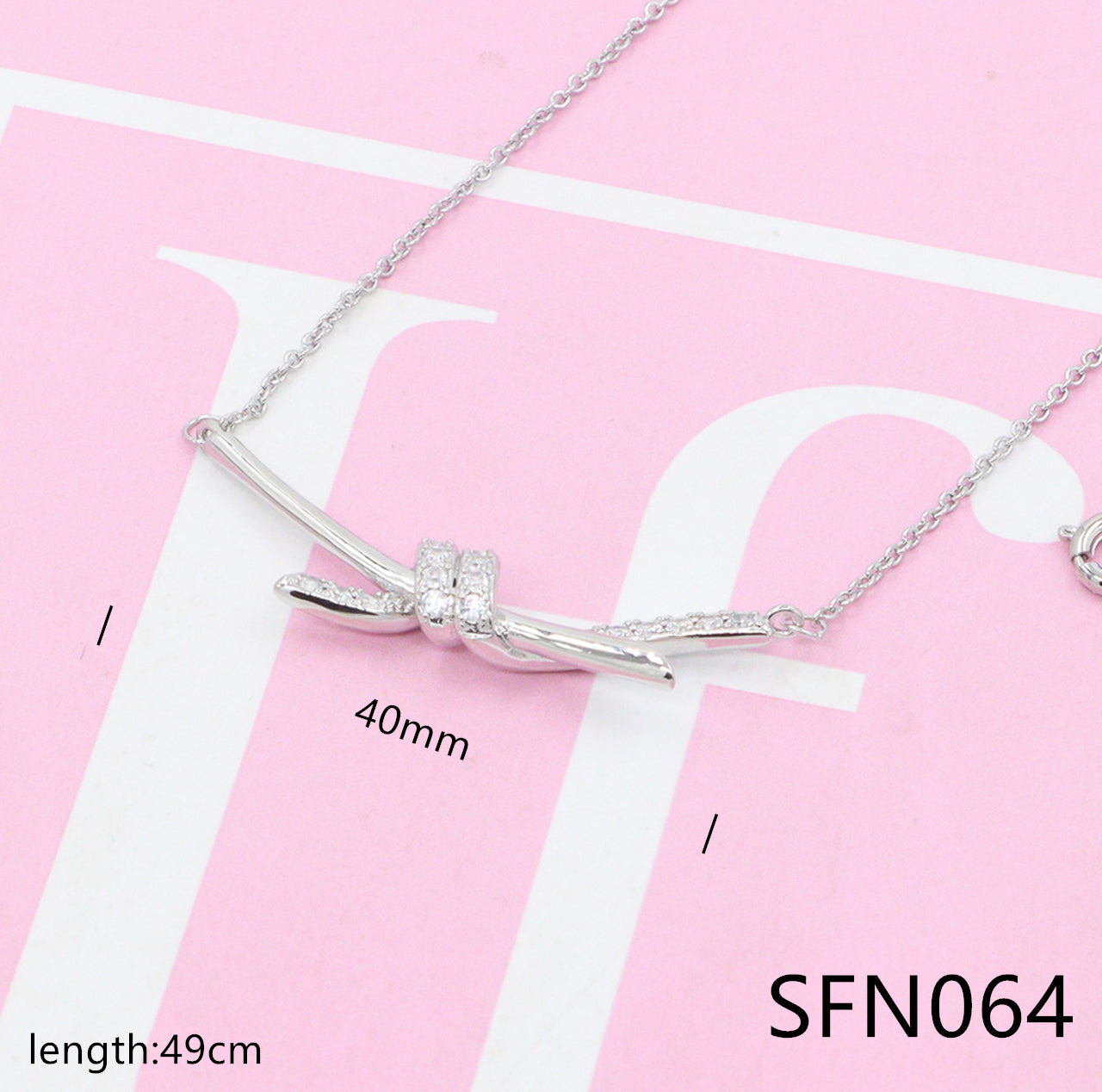 Diamond-encrusted pendant pure silver necklace SFN064-69 - Nanajewelry
