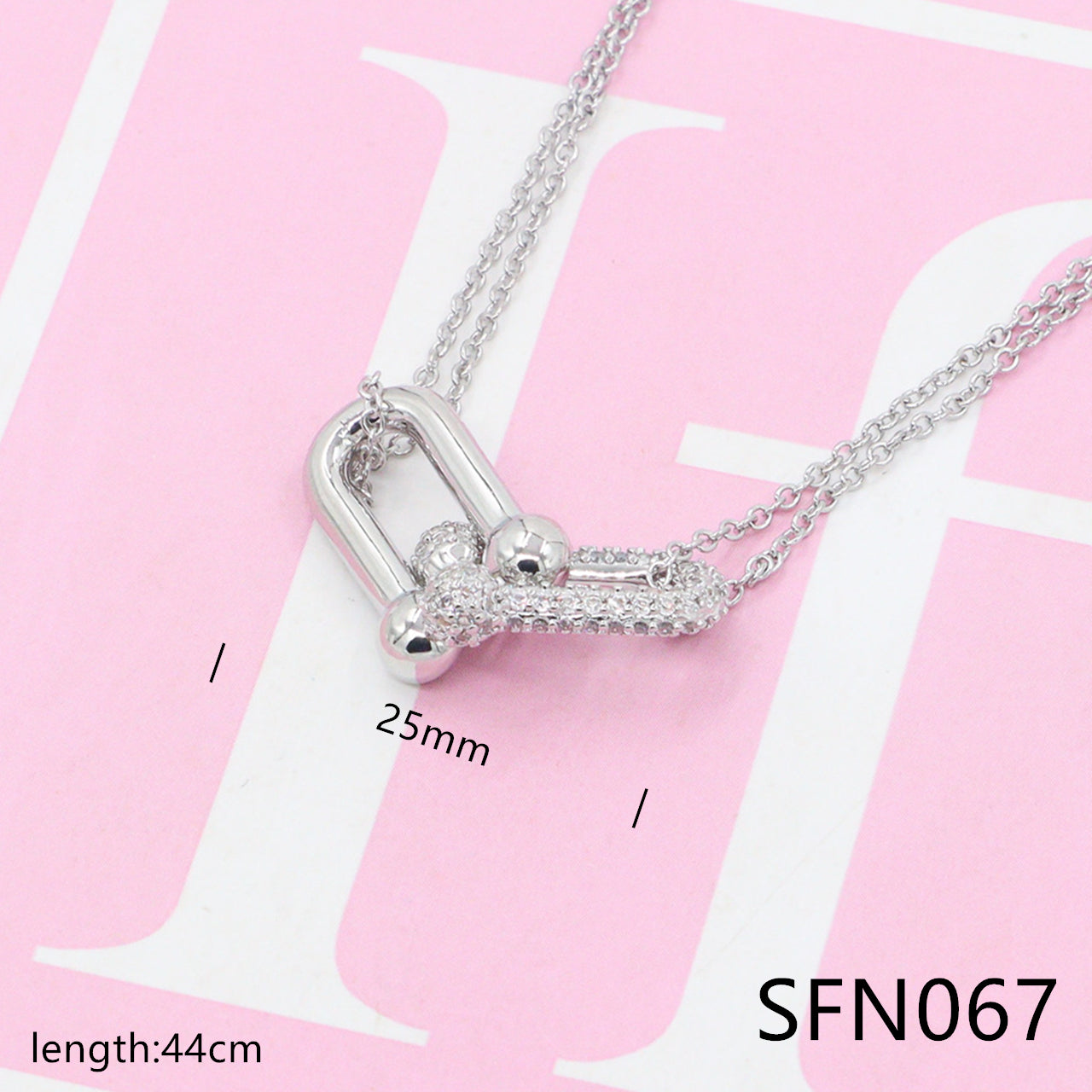 Diamond-encrusted pendant pure silver necklace SFN064-69 - Nanajewelry