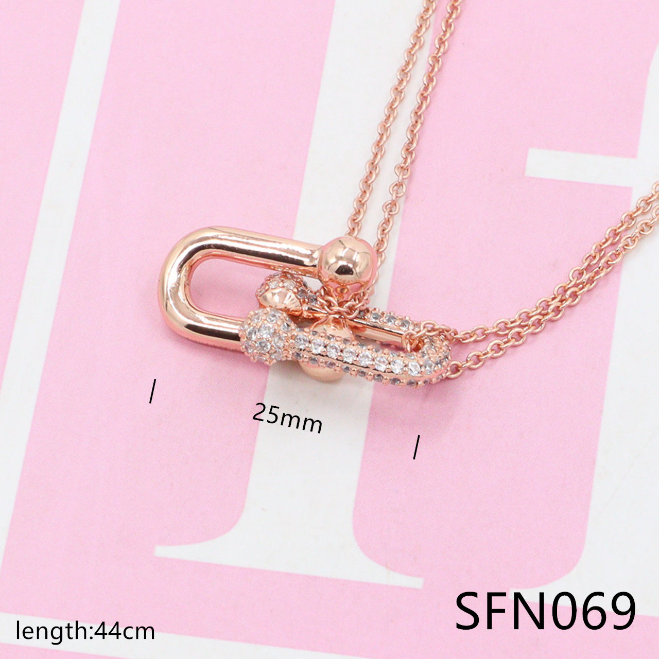 Diamond-encrusted pendant pure silver necklace SFN064-69 - Nanajewelry