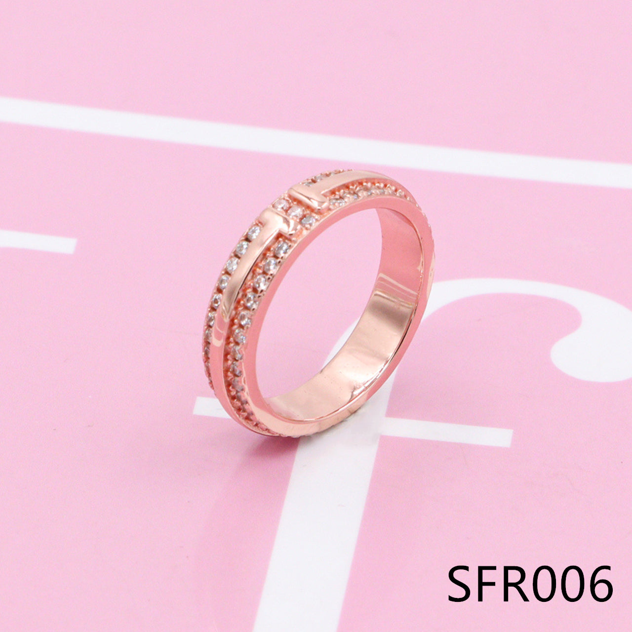 Diamond narrow pure silver ring SFR004-006 - Nanajewelry