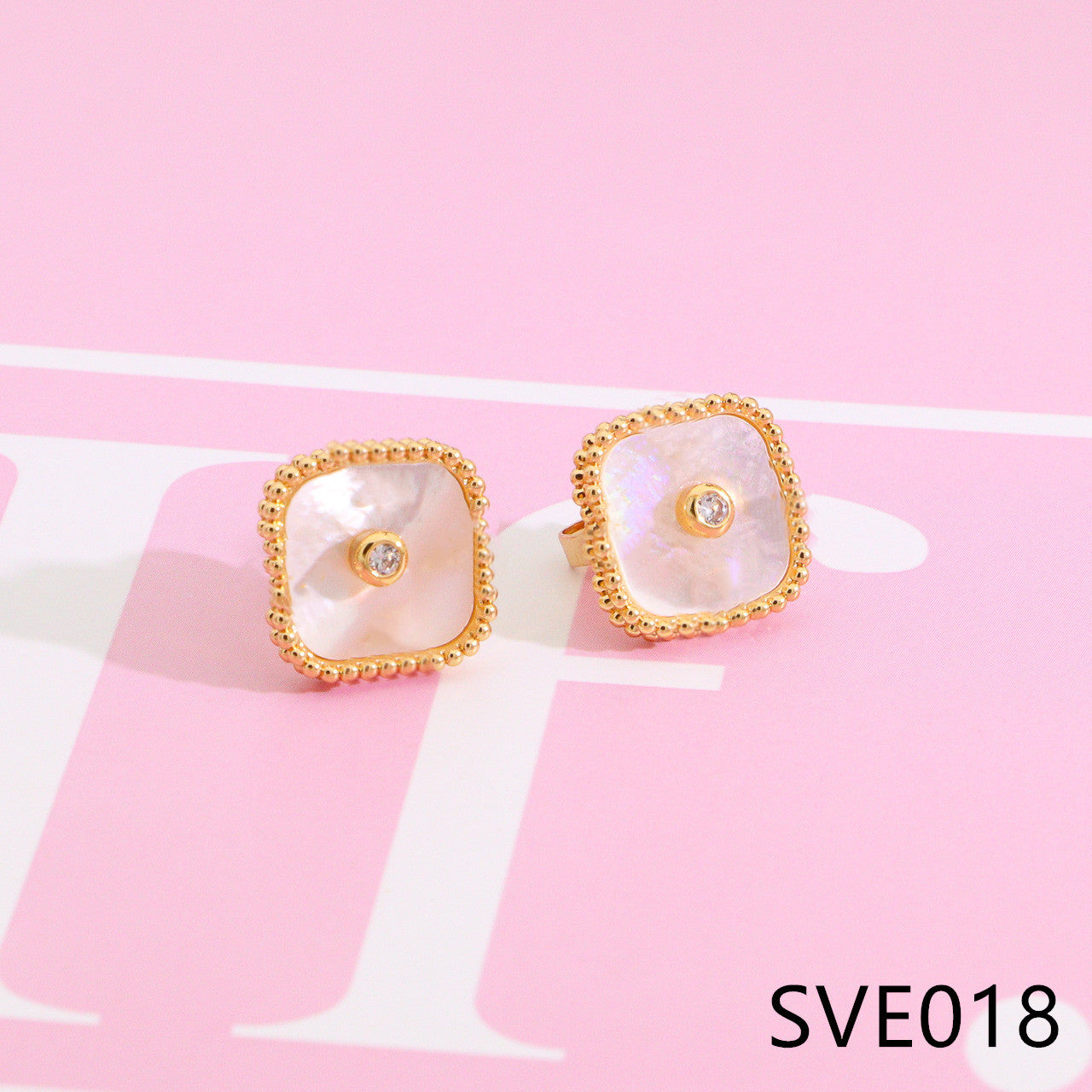 Four-leaf clover diamond stud pure silver earrings SVE2 - Nanajewelry