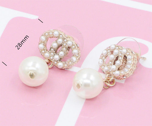 Pearl CC Diamond Earrings CHE005 - Nanajewelry