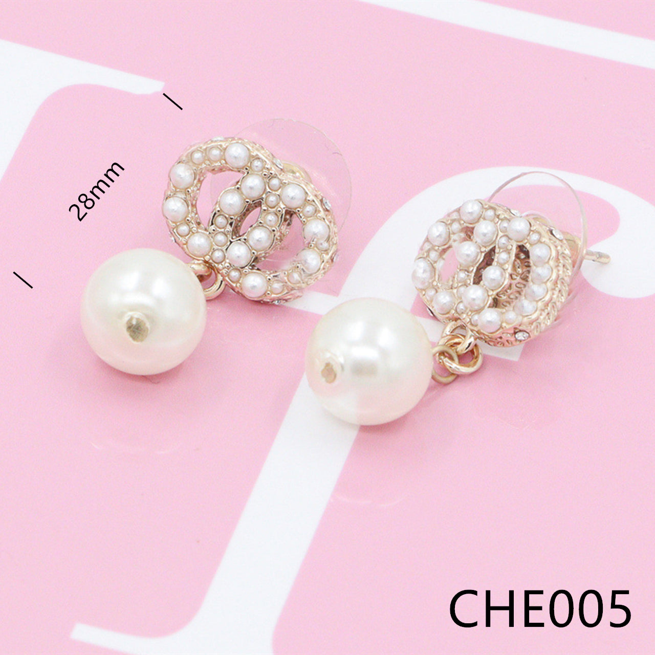 Pearl CC Diamond Earrings CHE005 - Nanajewelry