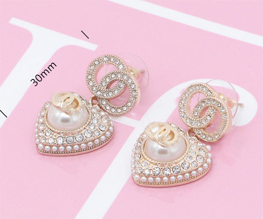 Nanajewelry CC heart pearl earings  CHE007 - Nanajewelry