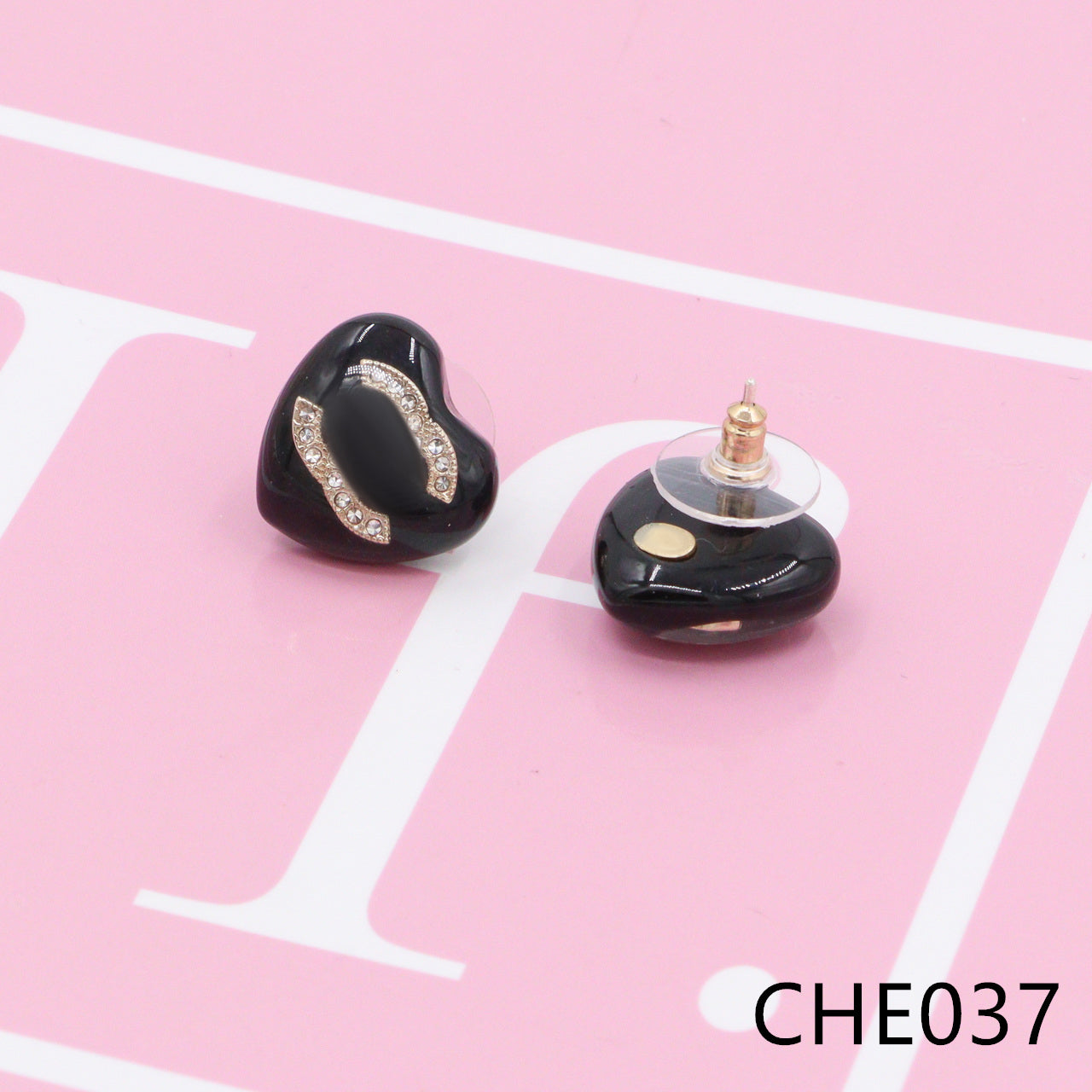 Nanajewelry CC black heart earings CHE037 - Nanajewelry