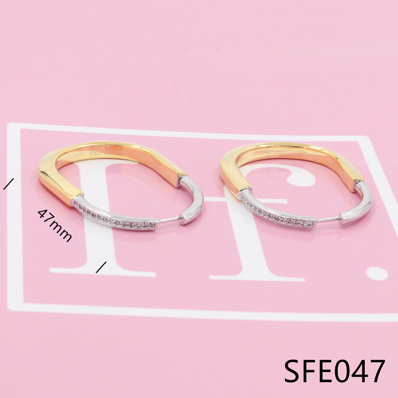 Hoop diamond pure sliver earrings SFE043-48 - Nanajewelry