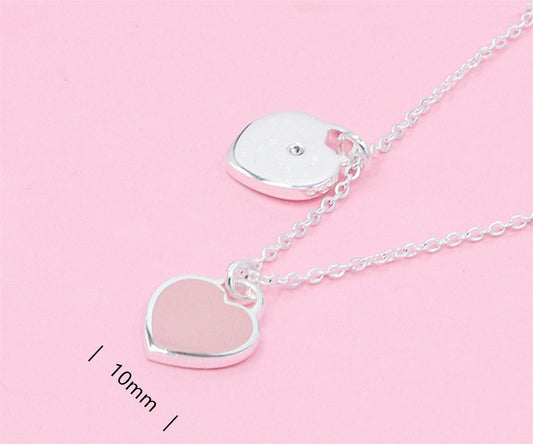 Double Heart Tag pure silver necklace SFN073-75 - Nanajewelry