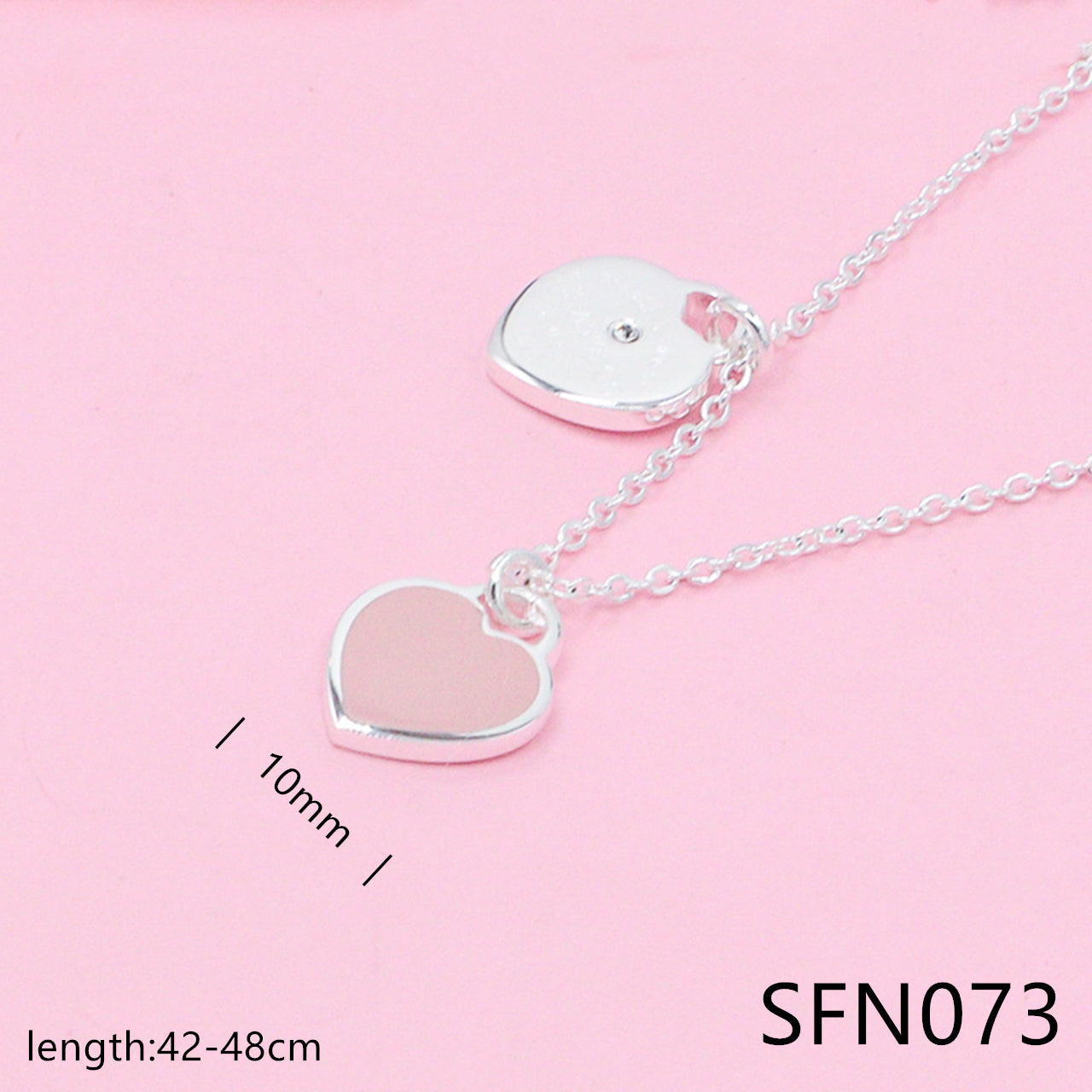 Double Heart Tag pure silver necklace SFN073-75 - Nanajewelry