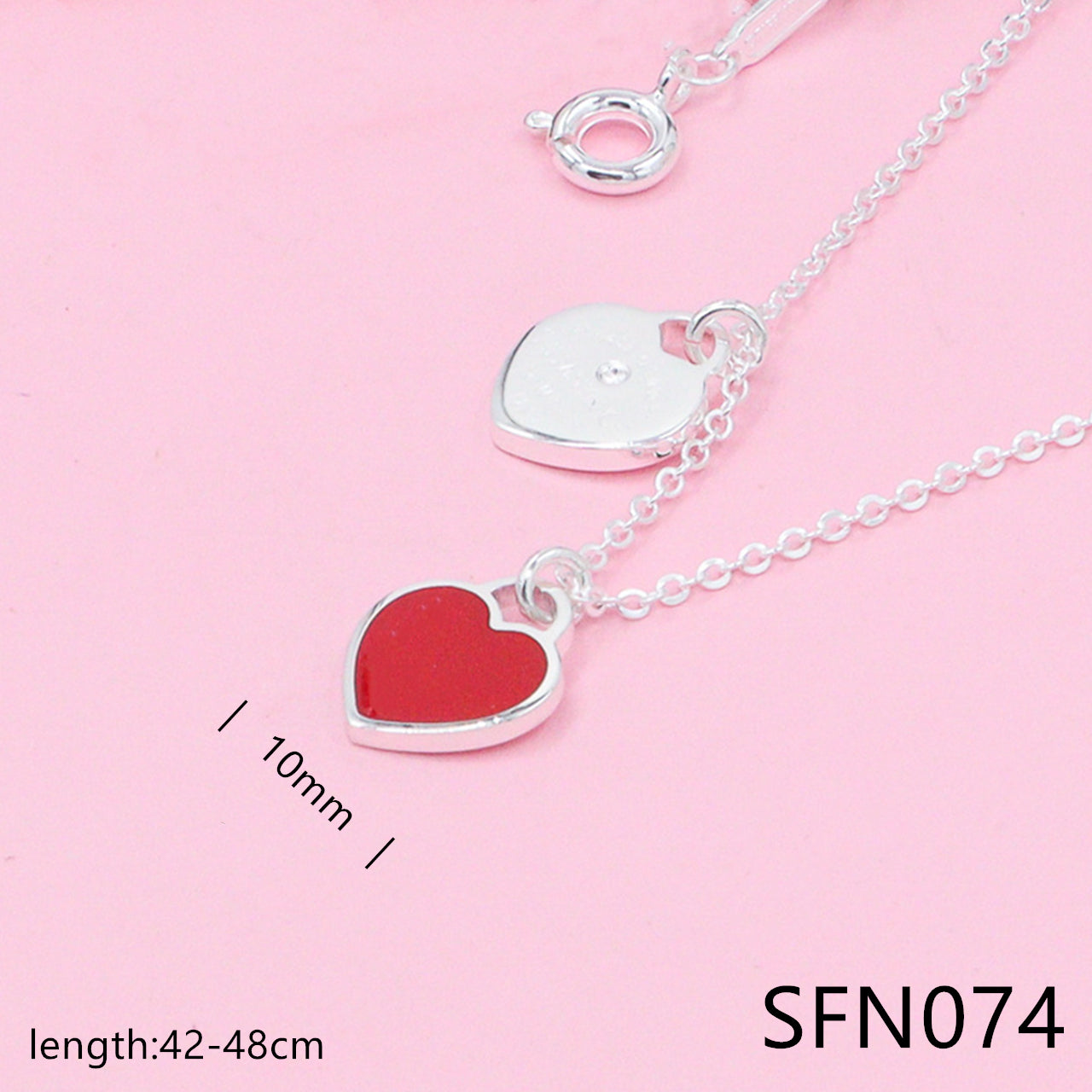 Double Heart Tag pure silver necklace SFN073-75 - Nanajewelry