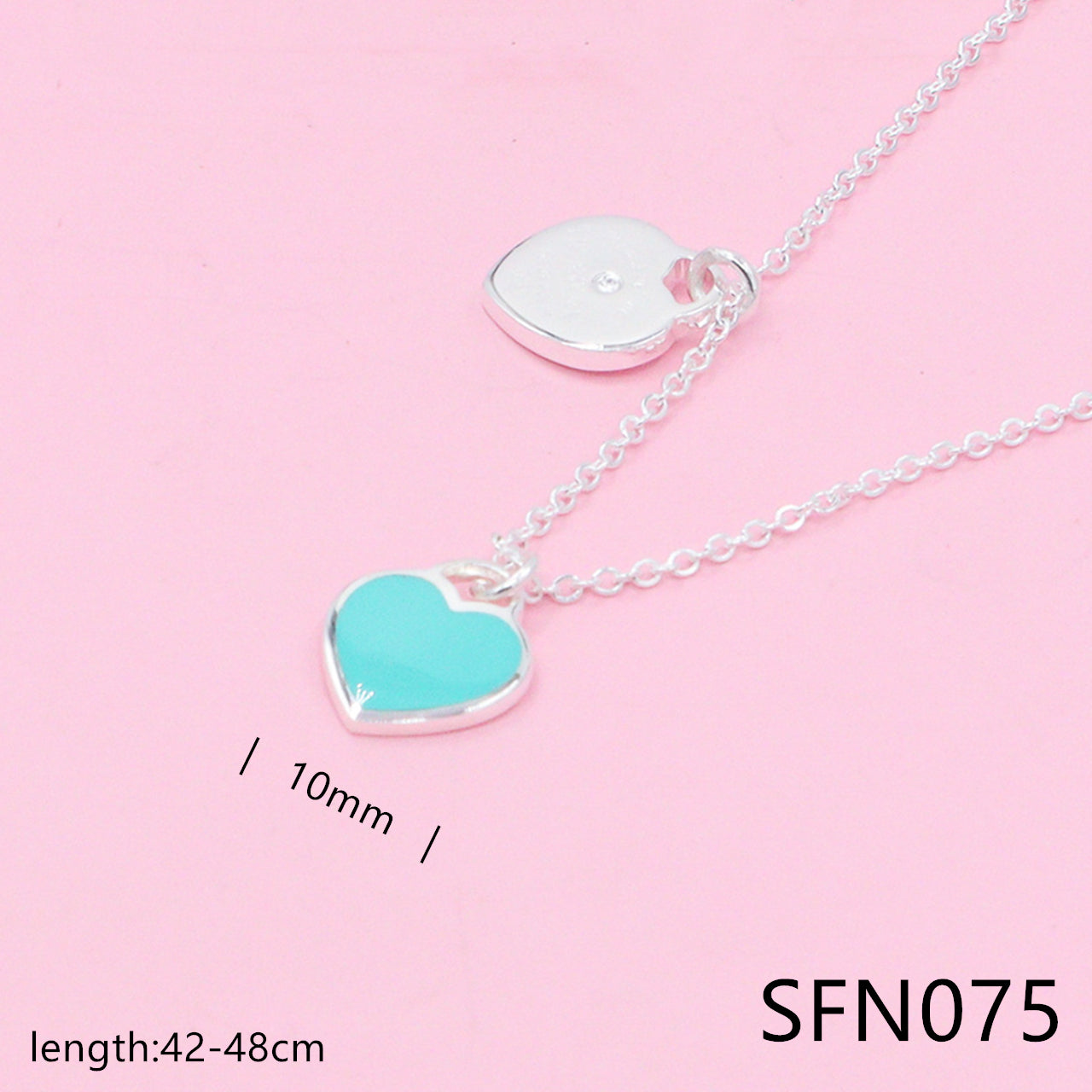 Double Heart Tag pure silver necklace SFN073-75 - Nanajewelry