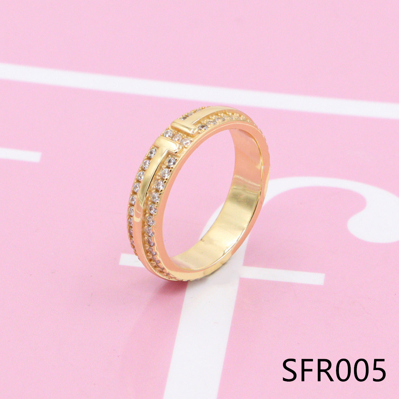 Diamond narrow pure silver ring SFR004-006 - Nanajewelry